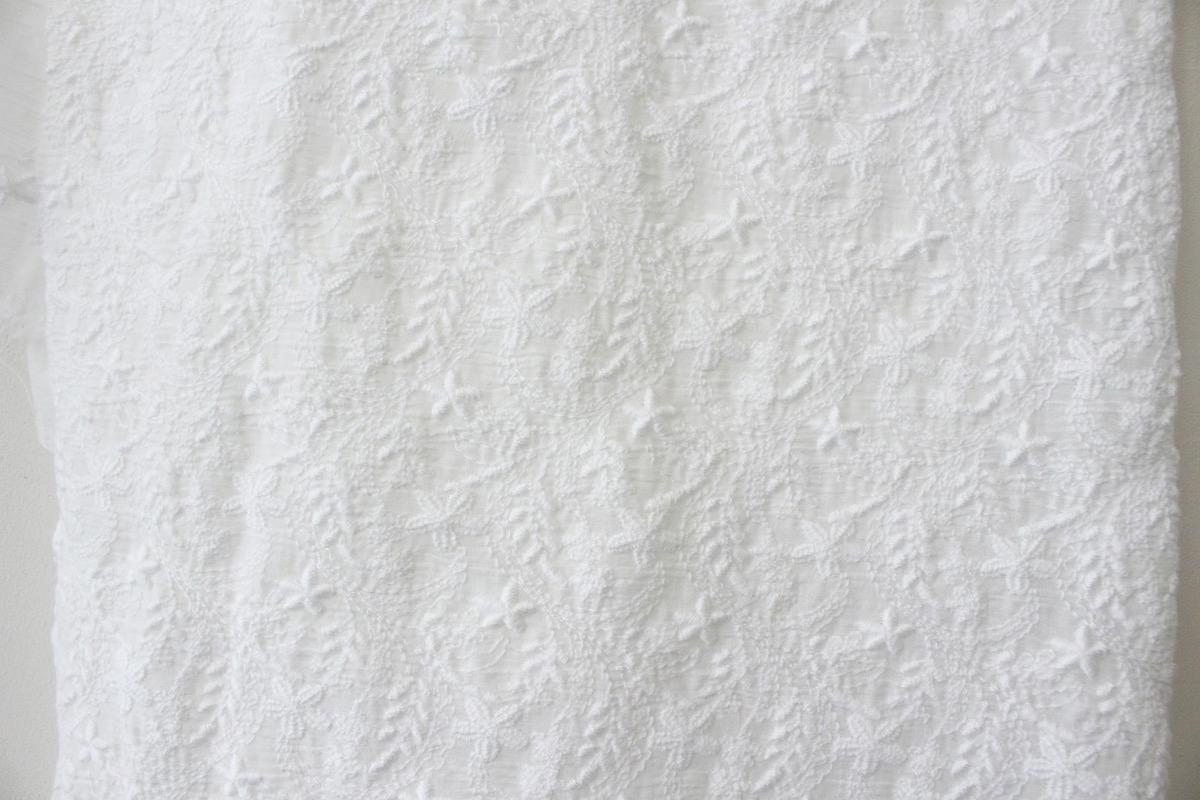 Jca綿麻スラブローンレースA-5枚花びら<br>オフ白